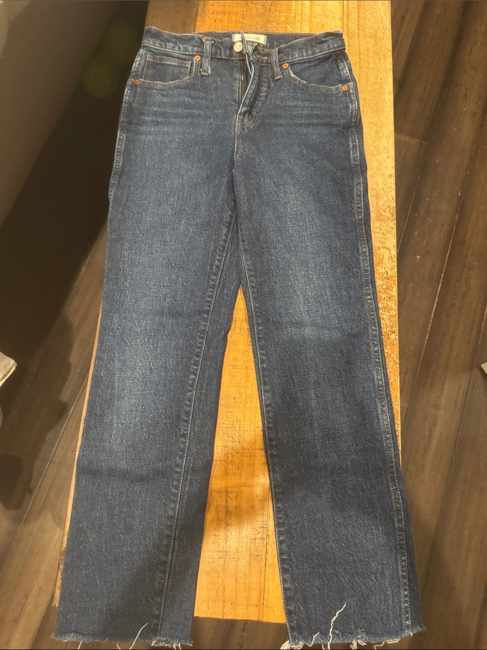 Madewell high-Rise Straight Leg Jeans - Dark wash stovepipe full length 25